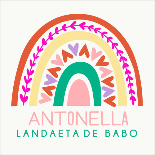 Arcoiris Boho Corazones Fondo Crema