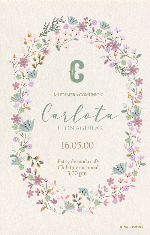 Comunion Corona Flores Silvestres Pastel