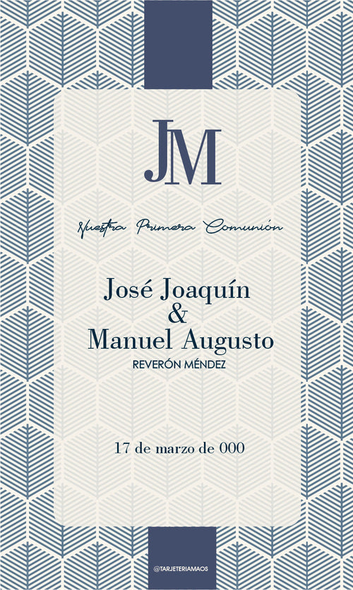 Comunion Espiga Chevron Azul Marino Monograma