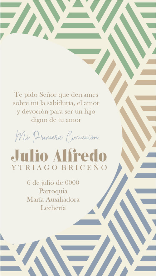 Comunion Hexagonos Lineas Verde Azul Beige