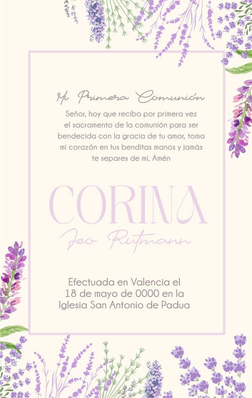 Comunion Marco Lavanda Lilas Fondo Crema