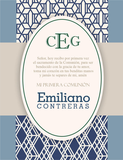 Comunion Mosaico Geometrico Azul Beige