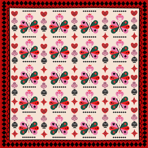 Flores Folk sobre Rojo