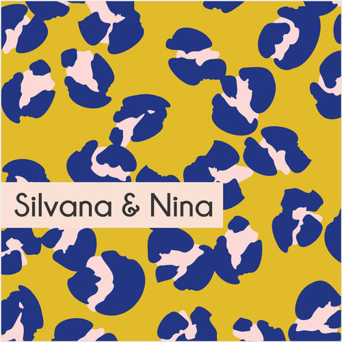 Manchas Leopardo Azul Fondo Amarillo