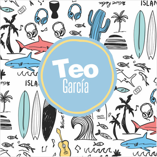 Surf Tiburones Palmeras Doodle